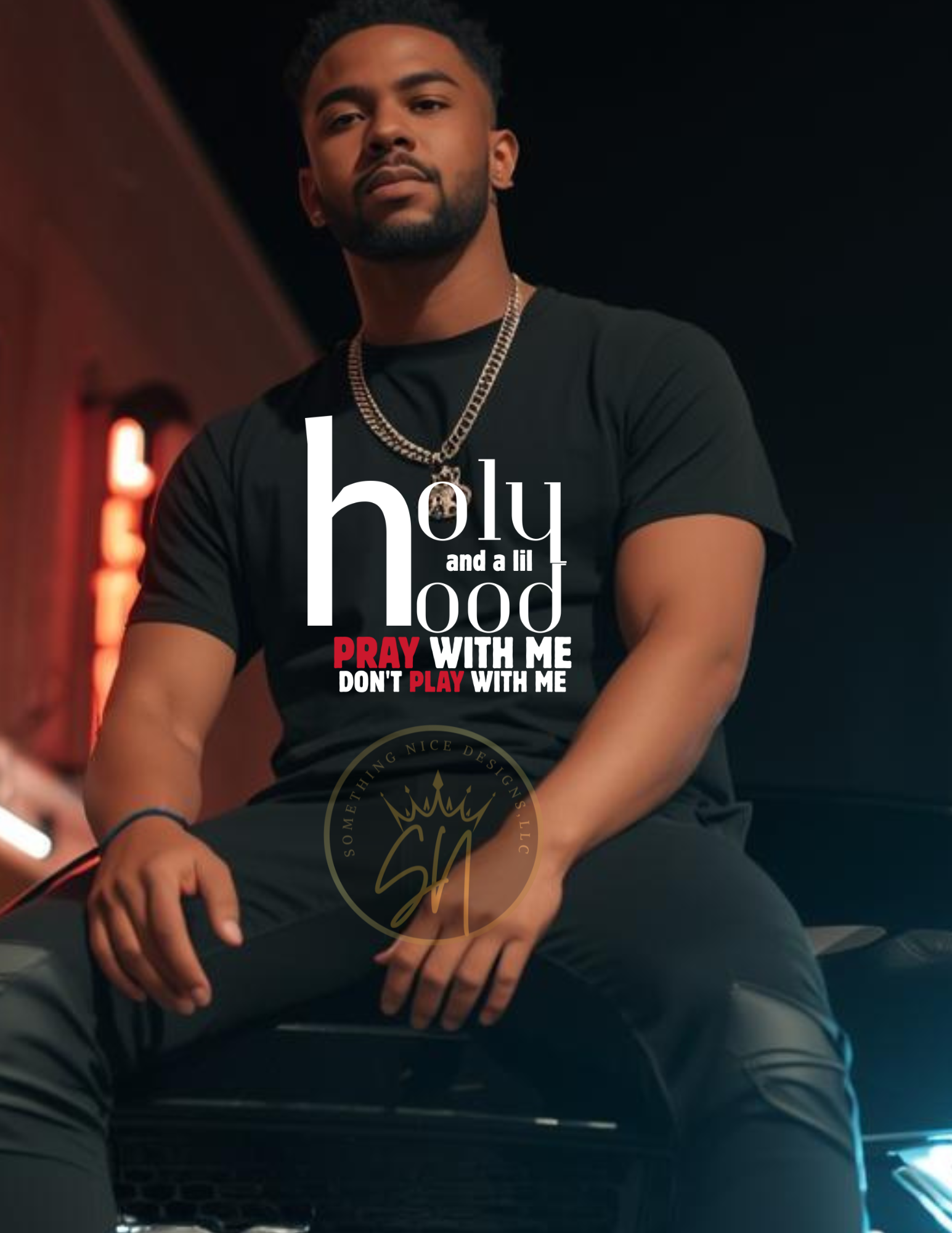 Holy and a lil Hood. Pray with me don't play with me t-shirt